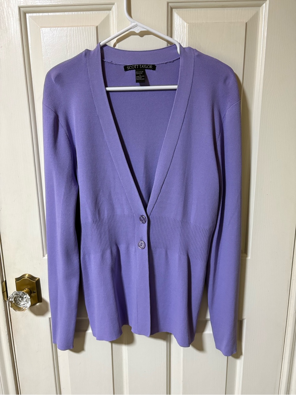 Scott Taylor Pastel Lavender V-Neck Long Sleeve Knit Cardigan Sz: Large